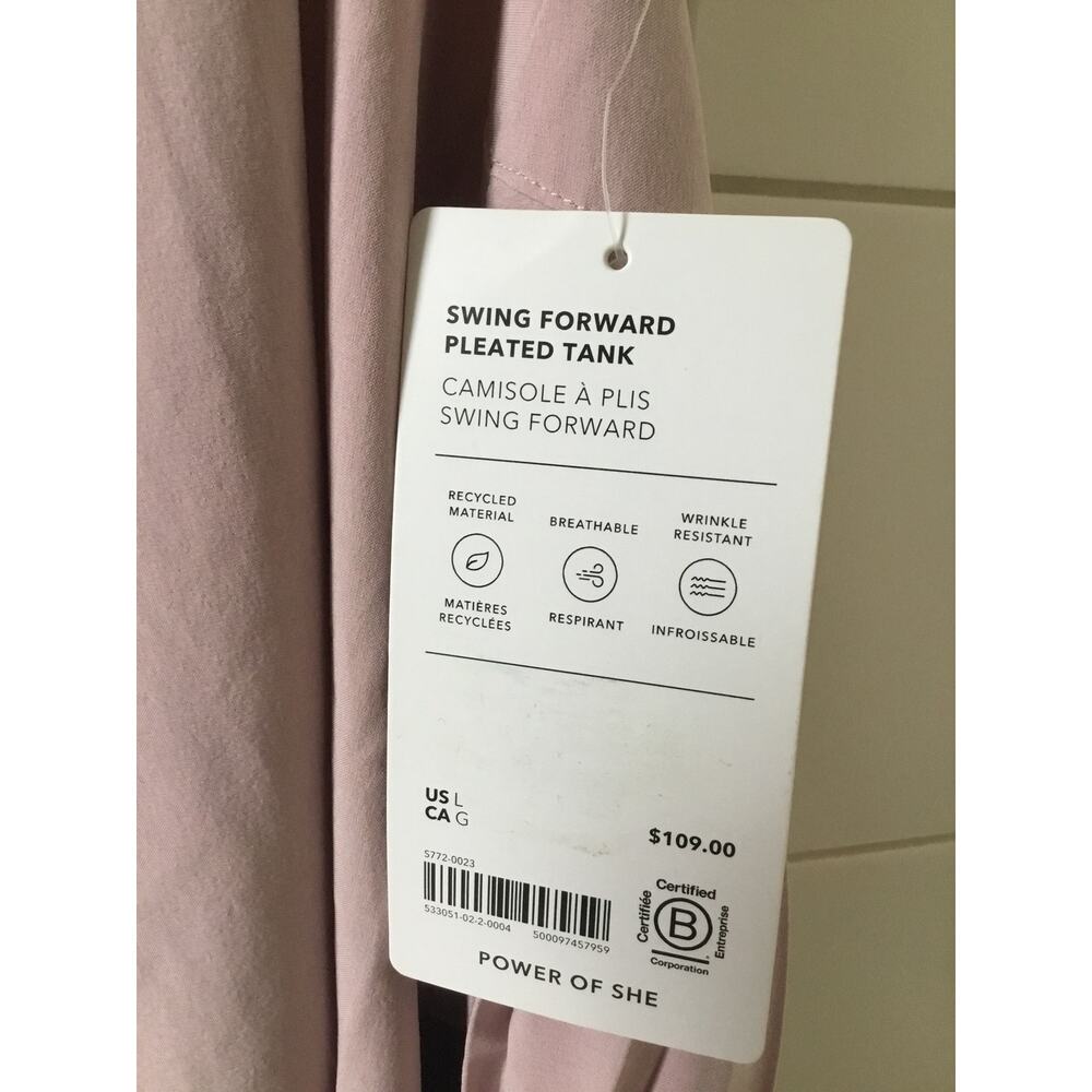 Athleta Swing Forward Pleated Mauve Tank New with Tags Size L - Picture 6 of 6